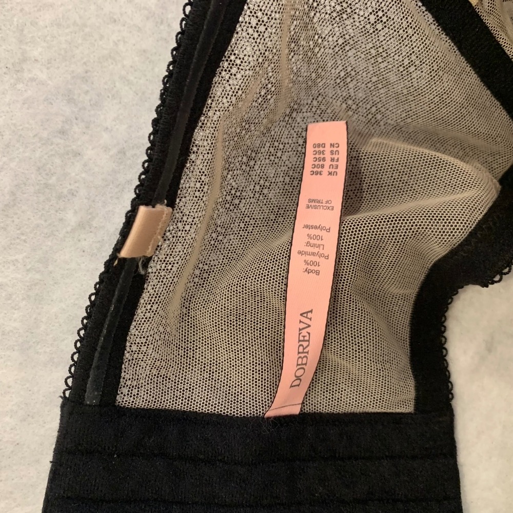 Black eyelash Lace Bra 36C Coquette Gothic Romantic strapless rage whimsigoth - Picture 5 of 5